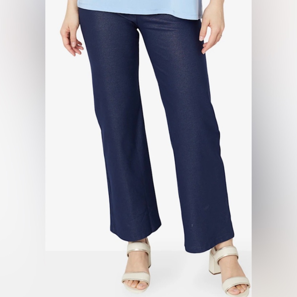 Kim & Co. Lightweight Stretch Denim Look Straight Leg Pants, Indigo, sz M